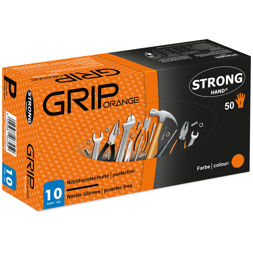2512-StrongHand Nitril Handschoen Wegwerphandschoen Grip Oranje Bilateral Wearable W